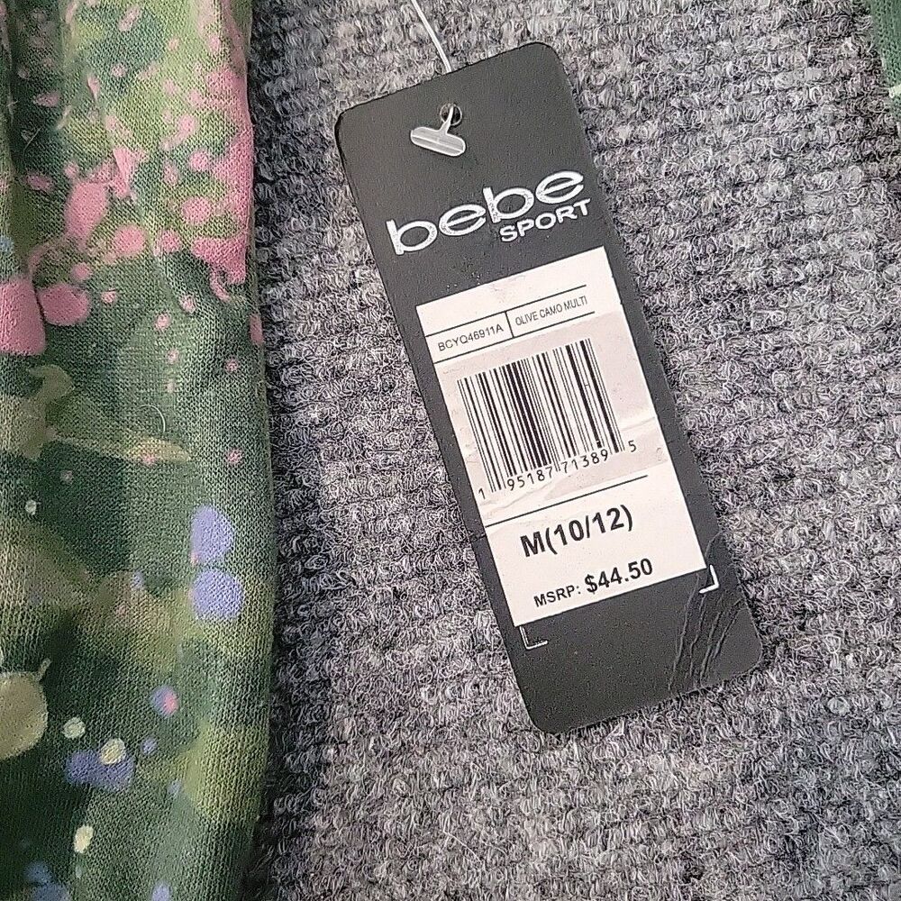 NEW Bebe EHoodie Sweatshirt Elastic Bebe Logo Size M (10/12) Y2K  Camo Paint - Picture 8 of 11
